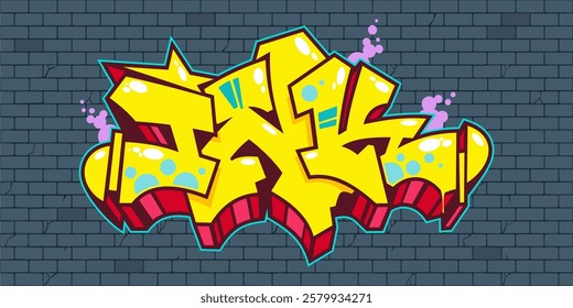 Trendy Urban Hip Hop Abstract Word Ink Graffiti Style Font Lettering Vector Illustration Template