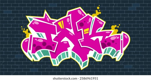 Trendy Urban Hip Hop Abstract Word Ink Graffiti Style Font Lettering Vector Illustration Template