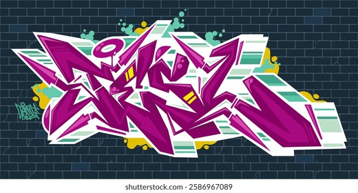 Trendy Urban Hip Hop Abstract Word Tesl Graffiti Style Font Lettering Vector Illustration Template