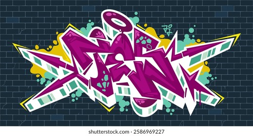 Trendy Urban Hip Hop Abstract Word Tes Graffiti Style Font Lettering Vector Illustration Template