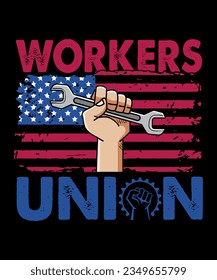 Trendy usa labor day t shirt design. Vector usa labor day typography t shirt design happy labour day t shirt design