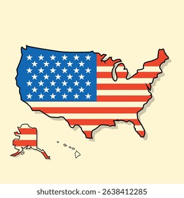 Trendy USA Map With Cream Background
