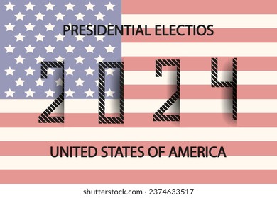 Trendy USA Voting conception. Banner with Vote conception on American flag background in.cut out paper style. Contemporary vector illustration.	