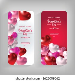 Trendy Valentine's Day editable template for social networks stories, vector illustration. Design backgrounds for social media.