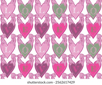 Trendy Valentine's Day Seamless pattern   Love Couple Hand drawn pink Coqoutte Bows  Illustration Vector not Ai  Design for fashion , fabric, textile, wallpaper , wrapping and all prints