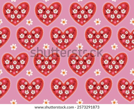 Trendy Valentine's Day Seamless pattern  Perfect match Lucky  Love Couple Card  Hand drawn Illustration Vector not Ai , Design for fashion fabric, textile, wallpaper wrapping and all prints