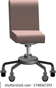 Trendy vector 3d isometric office modern computer chair with light brown color leather shades