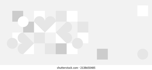 Trendy vector abstract geometric background with circles in Scandinavian retro style, seamless cover. Graphic pattern of simple shapes in gray tones, abstract white mosaic.