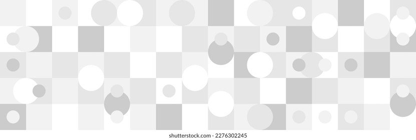 Trendy vector abstract geometric background with circles in Scandinavian retro style, seamless cover. Graphic pattern of simple shapes in gray tones, abstract white mosaic.