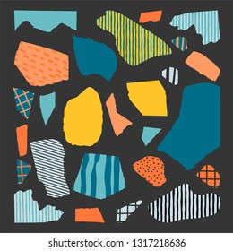 Trendy vector abstract pieces. Paper cutouts. Hand drawn modern design for card, print on clothes.