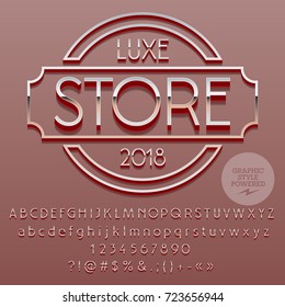 Trendy vector Alphabet set of Letters, Numbers and Punctuation symbols. Font contains Graphic Style. Logo for Luxury Store