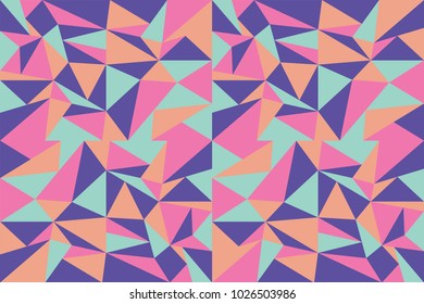 Trendy vector background illustration with abstract colorful triangle. Simple polygon pattern. Fashion 80-90s.