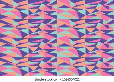 Trendy vector background illustration with abstract colorful triangle. Simple polygon pattern. Fashion 80-90s.