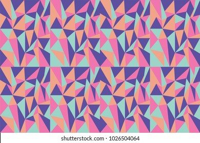 Trendy vector background illustration with abstract colorful triangle. Simple polygon pattern. Fashion 80-90s.