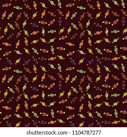 Trendy vector background. On brown, black and yellow colors. Colorful seamless pattern with candy abstract geometric style.