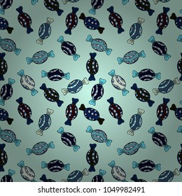 Trendy vector background. On neutral, blue and black colors. Colorful seamless pattern with candy abstract geometric style.