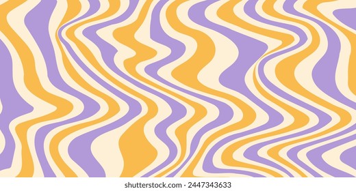 Trendy vector background in retro 70s style. Abstract horizontal background with waves. Vector illustration