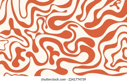 Trendy vector background in retro 70s,60s style. Abstract horizontal background with waves.Pastel colors