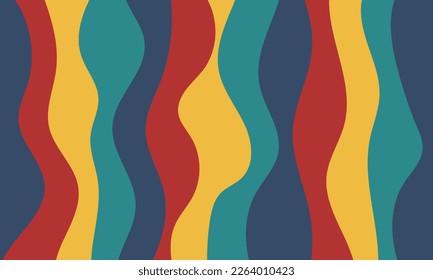 Trendy vector background in retro 70s,60s style. Abstract horizontal background with waves.