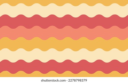 Trendy vector background in retro 70s,60s style. Abstract horizontal background with waves.