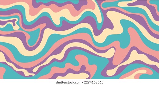 Trendy vector background in retro 70s,60s style. Abstract horizontal background with waves.