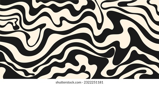 Trendy vector background in retro 70s,60s style. Abstract horizontal background with waves.