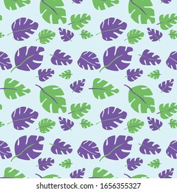 
Trendy vector background with tropical leaves. Geometric seamless pattern for fabric or your design.