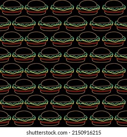 Trendy vector burger pattern for cafe