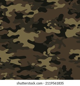 Trendy vector camouflage pattern, forest hunting seamless pattern, disguise.