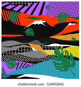 Trendy vector cards illustration with floral elements and nature textures. Design for poster, card, invitation, brochure, and publication template. Art print and wallpaper background.