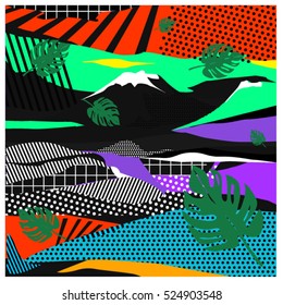 Trendy vector cards illustration with floral elements and nature textures. Design for poster, card, invitation, brochure, and publication template. Art print and wallpaper background.