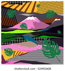Trendy vector cards illustration with floral elements and nature textures. Design for poster, card, invitation, brochure, and publication template. Art print and wallpaper background.