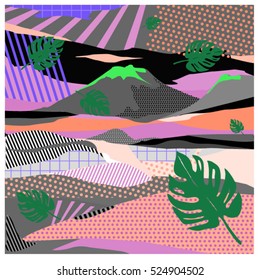 Trendy vector cards illustration with floral elements and nature textures. Design for poster, card, invitation, brochure, and publication template. Art print and wallpaper background.