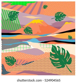 Trendy vector cards illustration with floral elements and nature textures. Design for poster, card, invitation, brochure, and publication template. Art print and wallpaper background.
