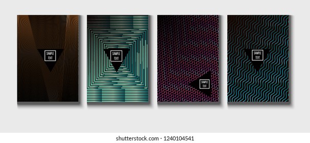 Trendy Vector Cover Design, Minimal Futuristic Music Poster. Green, Pink, Blue, Gray Geometric Presentation, Corporate Identity. Contrast Minimal Business Cover. Hi-Tech Futuristic Journal Template