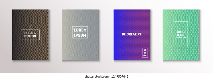 Trendy Vector Cover Design, Minimal Futuristic Music Poster. Geometric Design, Waves, Zigzag, Lines, Stripes Corporate Identity. Contrast Minimal Business Cover. Simple Clean Journal Template
