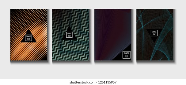 Trendy Vector Cover Design, Minimal Futuristic Music Poster. Geometric Design, Waves, Zigzag, Lines, Stripes Corporate Identity. Textured Minimal Business Cover. Simple Clean Journal Template