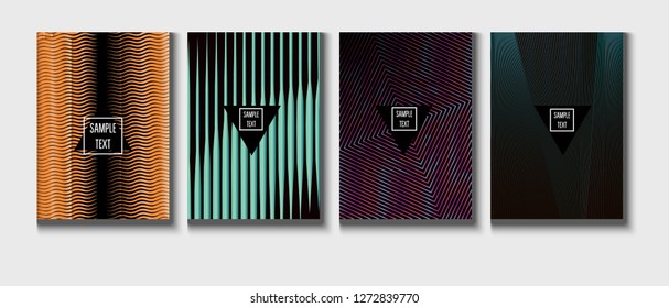 Trendy Vector Cover Design, Minimal Futuristic Music Poster. Geometric Design, Waves, Zigzag, Lines, Stripes Corporate Identity. Contrast Minimal Business Cover. Simple Clean Journal Template