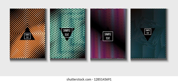 Trendy Vector Cover Design, Minimal Futuristic Music Poster. Waves, Zigzag, Lines, Stripes Corporate Identity Geometric Design. Magazine Minimal Cover, Banner. Simple Clean Journal Template