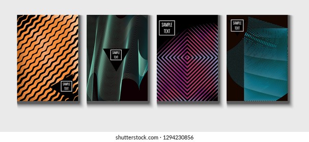Trendy Vector Cover Design, Minimal Futuristic Music Poster. Geometric Design, Waves, Zigzag, Lines, Stripes Corporate Identity. Magazine Minimal Cover, Banner. Hipster Tech Futuristic Paper Layout