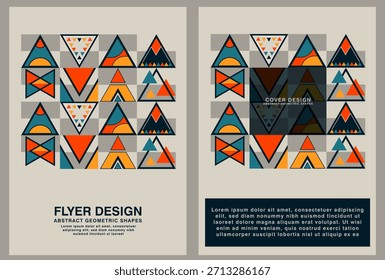 Tapa de Vector de moda o Plantilla de diseño de volante con Formas geométricas abstractas y paleta de colores retro audaz. Perfecto para carteles, folletos y marcas corporativas.