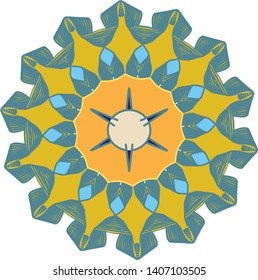 trendy vector and decorative set of vintage colorful mandala and repeated pattern, could be used for coloring book, tattoo, fashion design, print fabric, christmas perfect also for yoga and meditation