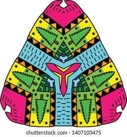 trendy vector and decorative unicorn colorful mandala and seamless pattern art, perfect for coloring book, tattoo, fashion design, christmas and greeting card, perfect also for yoga and meditation