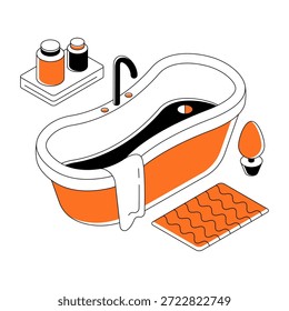 Trendy vector design of bathtub