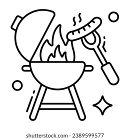 Trendy vector design of bbq stove