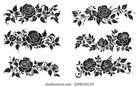 Trendy Vector Design: Beautiful Black and White Floral Silhouette for Modern Projects