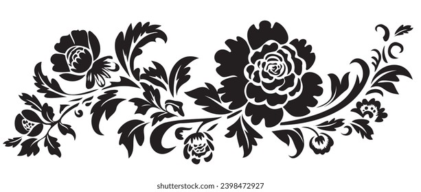 Trendy Vectordesign: Schöne Schwarz-Weiß-Blumen-Silhouette für moderne Projekte