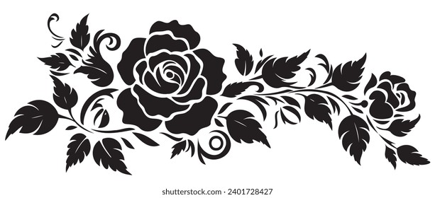 Trendy Vector Design: Beautiful rose Black and White Floral Silhouette for Modern Projects