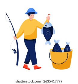 Trendy vector design of catching fish