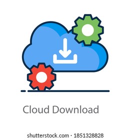 A trendy vector design of cloud download icon